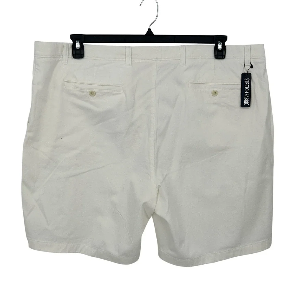NEW Roundtree Yorke Big Man Classic Fit Flat Front Stretch Shorts Size 48 White